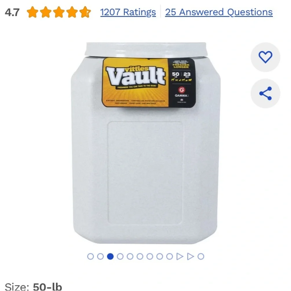 Gamma2 Vittles Vault Dog Food Storage Container 50 Pound Capacity Secure Seal